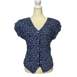 Vintage 90's Pinky Company Floral Button Front Blouse Women's Size Medium